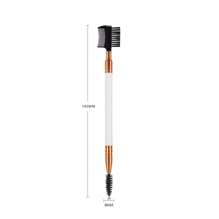 Rynx | Double-Sided Wooden Handle Eyebrow Brush Eyelash Brush 2 In 1 Professional Makeup Brush Eyelash Curler Diagonal Corner Brush
