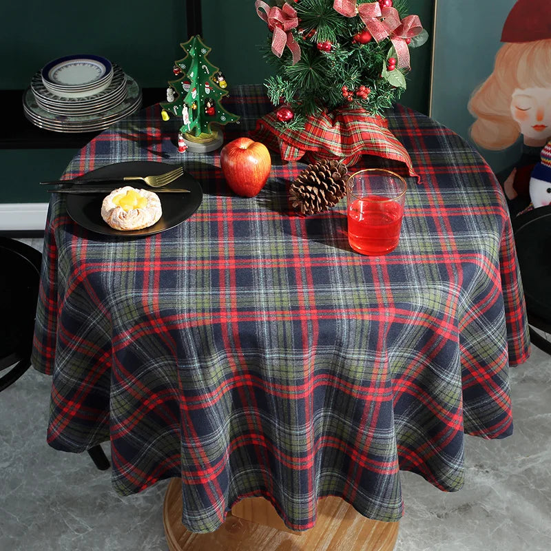 Rynx Christmas Plush Tablecloth Cotton Tablecloth Vintage Dining Table Cover for Dinner Table Party Birthday Christmas Decoration