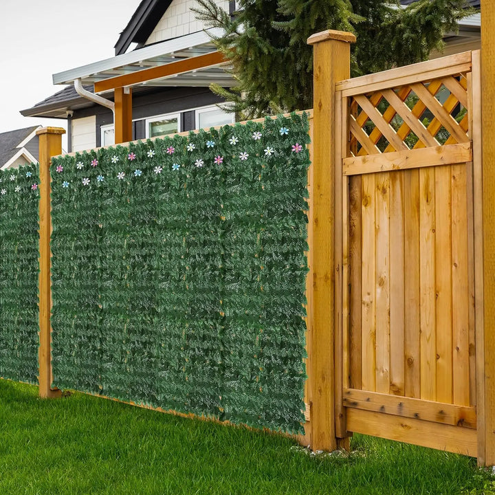 Rynx | Artificial Ivy Leaves Flower Privacy Fence, Green Background Wall Indoor and Outdoor Garden Fence Decoration