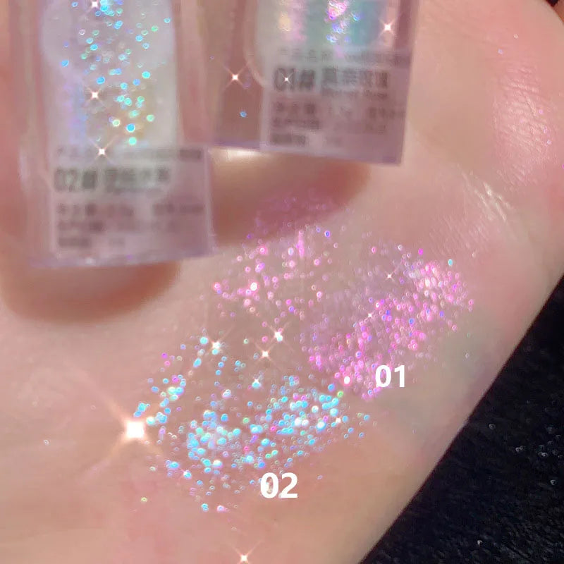 Rynx | Purple Blue Glitter Liquid Highlighter Water Light Diamond Polarized Liquid Eye Color Bright Crystal Gloss Palette Cosmetics