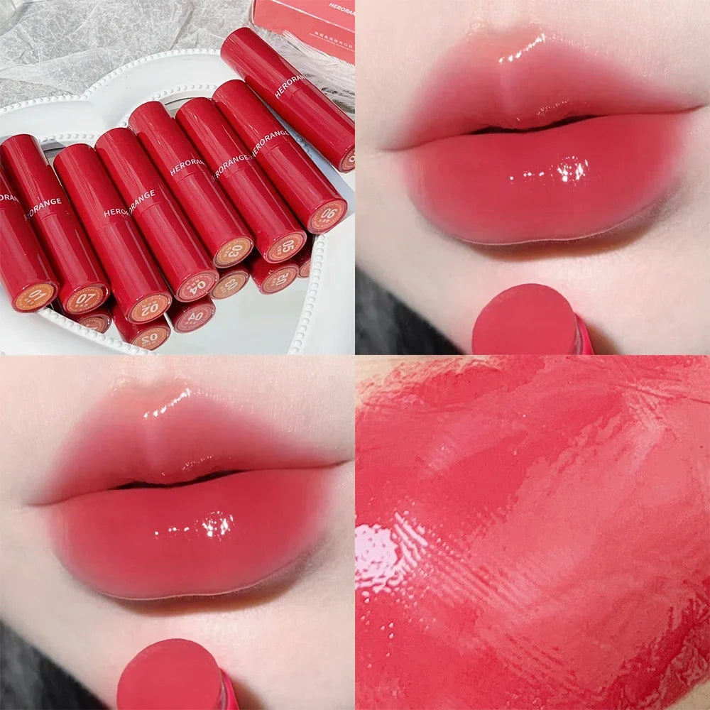Rynx | Tinted Moisturizing Lipstick Waterproof Mirror Jelly Cherry Red Lip Lacquer Long-lasting Non-Sticky Cup Clear Solid Lip Gloss Cosmetics