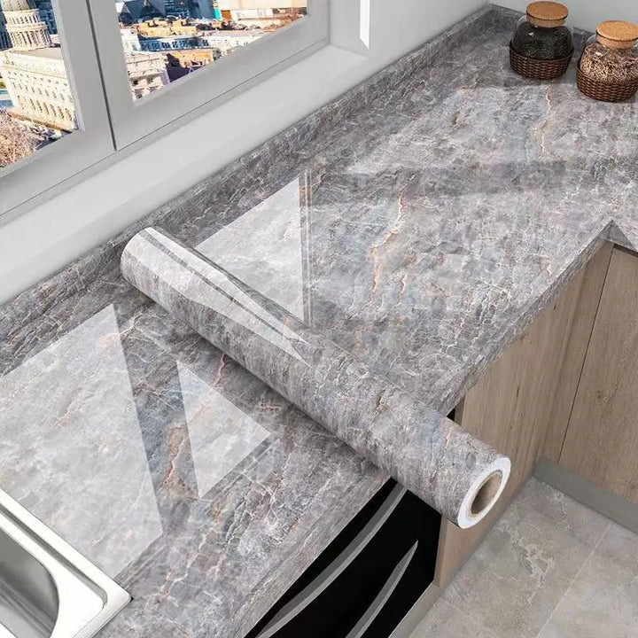 Lisslune | Marble Kitchen Oil-Proof Film - Self-Adhesive Waterproof Wallpaper for Stove, Countertop, Cabinet, Tile Renovation