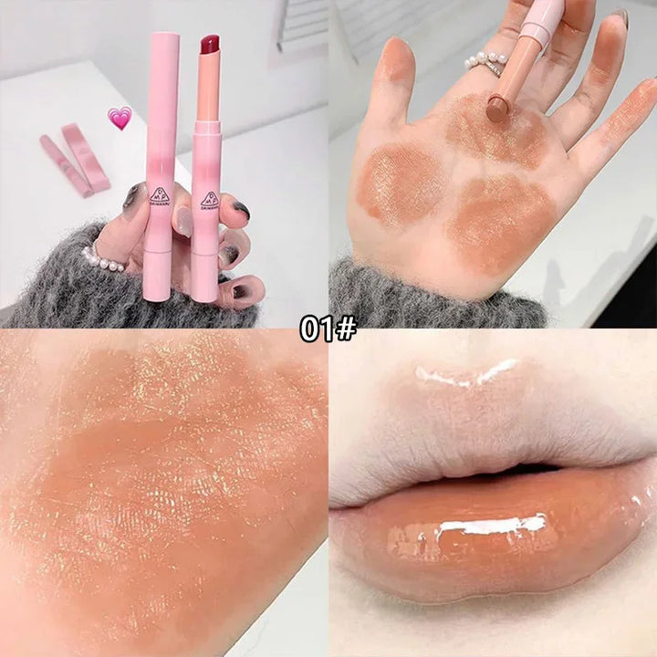 Rynx | Solid Pen Gloss Makeup Moisturizing Mirror Red-Brown Lipstick Long-Lasting Clear Moisturizing Lip Tint Natural Nude Lipstick