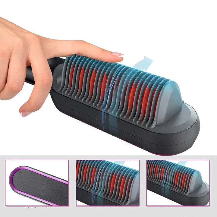 Lisslune | Hair Straightening Brush UK – 2-in-1 Thermal Comb Straightener & Curler with Adjustable Heat & Tourmaline Technology