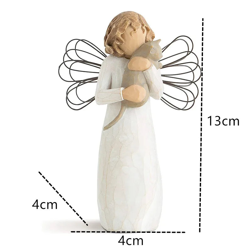 Lisslune | Statuette made of resin, people, family figures, sculpture, figures for home decor, table decoration, living room, angel, embrace, dog, father, child