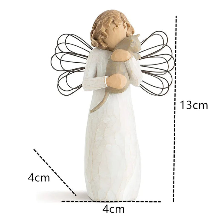 Lisslune | Statuette made of resin, people, family figures, sculpture, figures for home decor, table decoration, living room, angel, embrace, dog, father, child