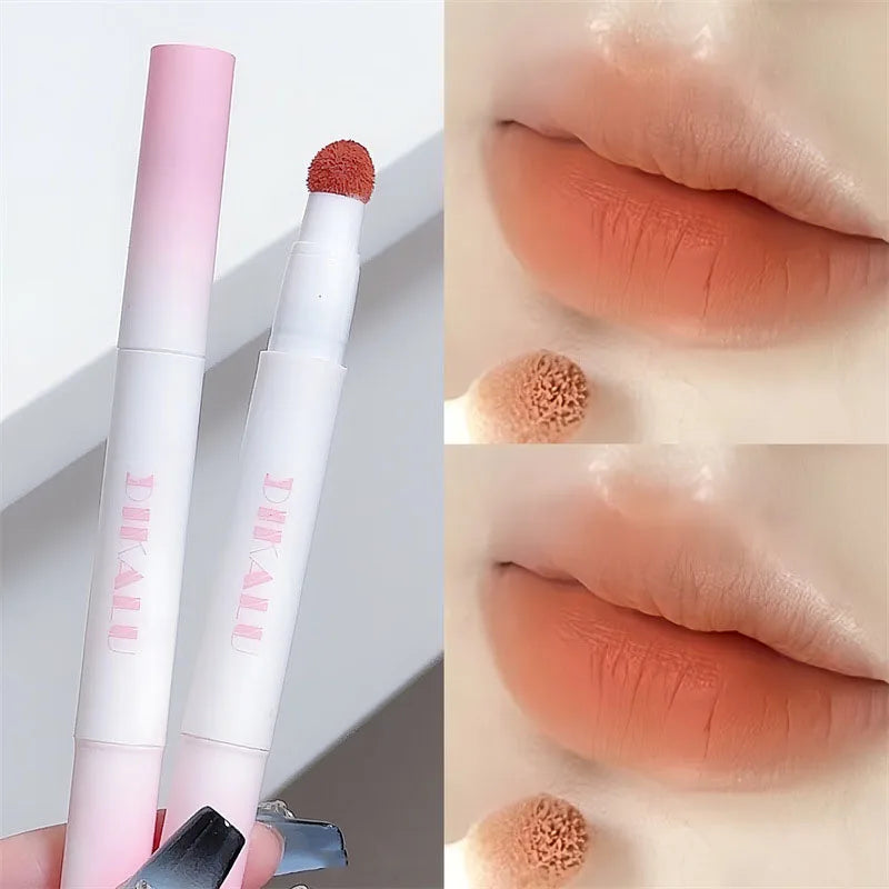 Rynx | Matte Lip Mud Air Cushion Lips Cream Brick Red Lip Lacquer Powder Lipstick Pen Non-Stick Cup Women's Lip Color Korean Makeup