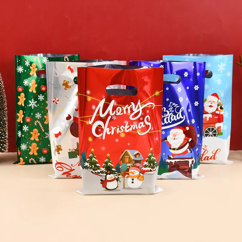 Rynx 10/30 Piece Christmas Gift Bags Cartoon Plastic Candy Cookie Packaging Bags 2024 Christmas Decoration for Home Kids New Year Gift 2025