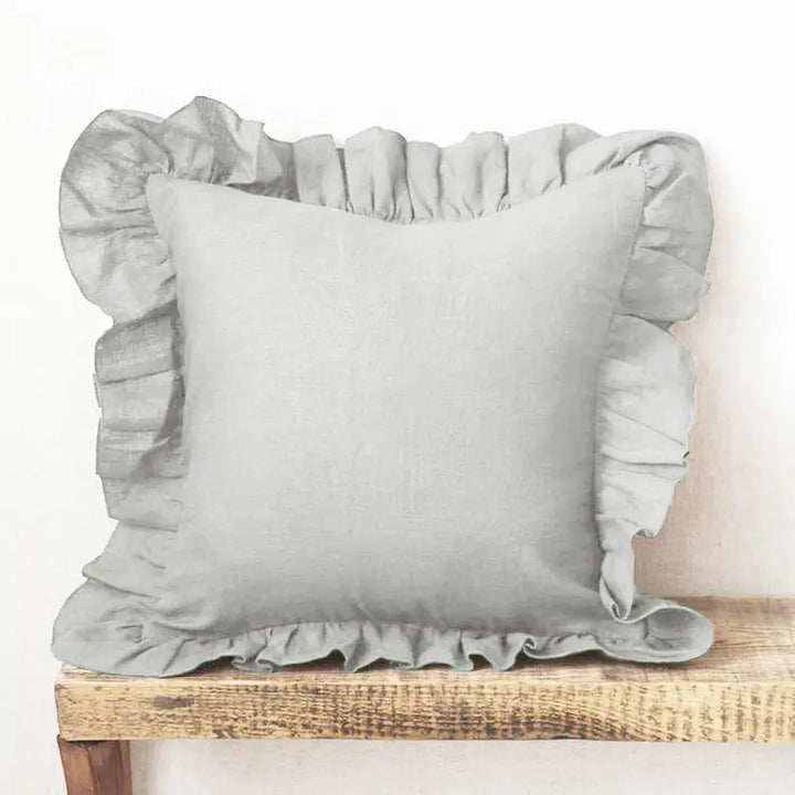 Rynx | 100% Linen Ruffle Cushion Covers, Soft and Comfortable Pillow Covers, Home Decor Sofa Cushions, Living Room Couch Ornament