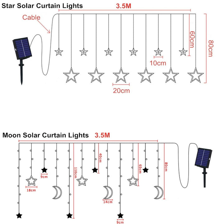 Lisslune | Solar Moon Star Lamp LED String Lights Decoration