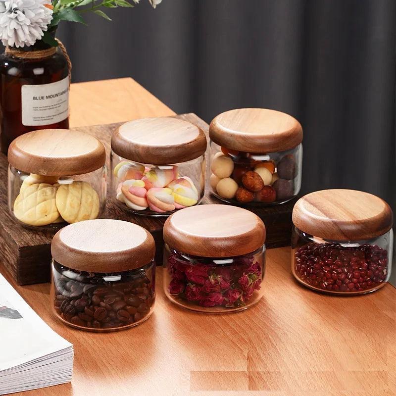 Lisslune | Airtight Glass Spice Jars with Acacia Wood Lid