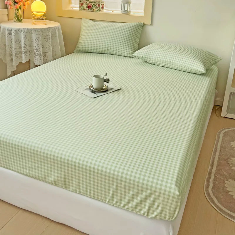 Rynx | Stripe Style Fitted Sheet with Elastic Bands Non-Slip Adjustable Mattress Cover for Double, King, and Queen Bed 90x200 150x200 180x200