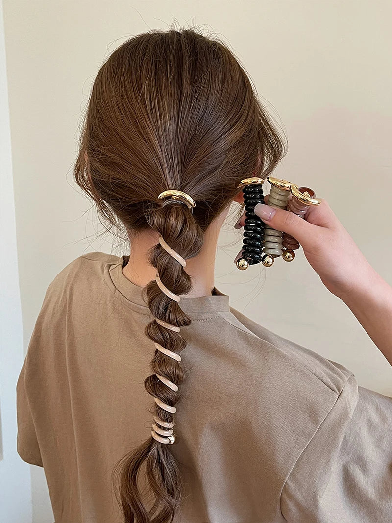 Rynx | Japanese Fashion Style Spiral Hairband Metal Tpu Hair Bands for Girls and Women Hair Accessories