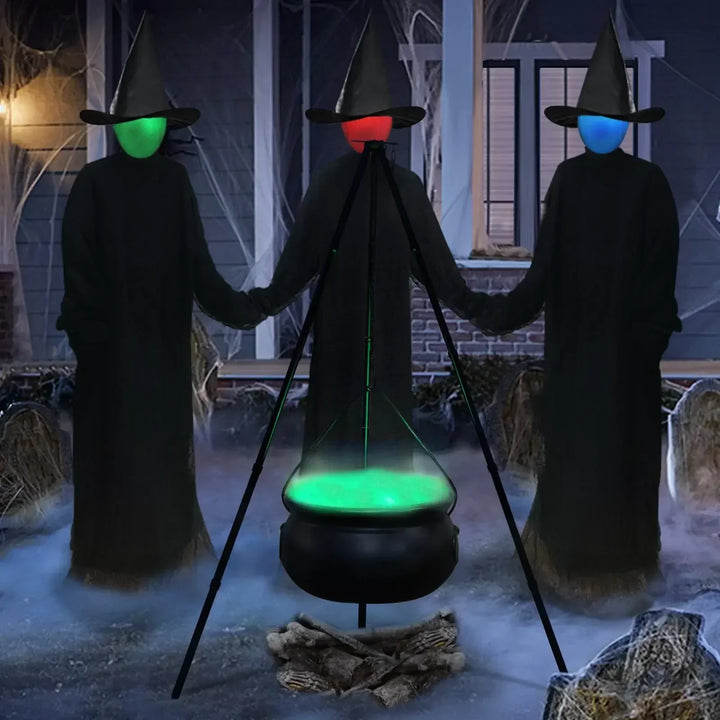 Rynx | Halloween Large Witch Cauldron Decoration Large Witch Bucket on Tripod Glass Black Cauldron Pot Plastic Party Outdoor Indoor Props
