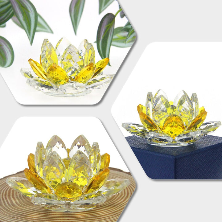 Lisslune | Crystal Lotus Flower Craft Glass Paperweight Home Decoration Ornaments Figures Home Wedding Party Decor Gifts Souvenir