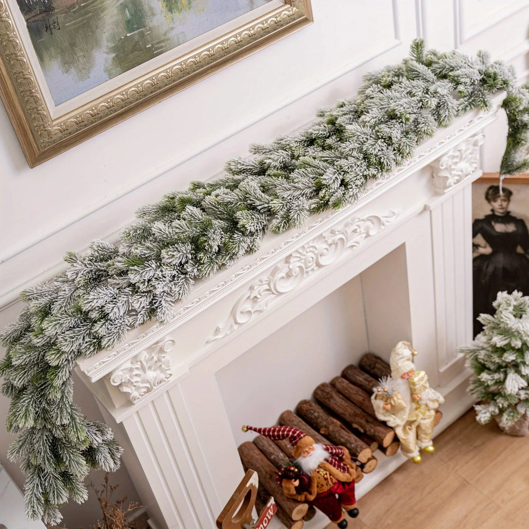 Rynx | Christmas Art-PE Hanging Rattan Decorative Cedar Garland with LED Light Garland for Mantel Tablecloth