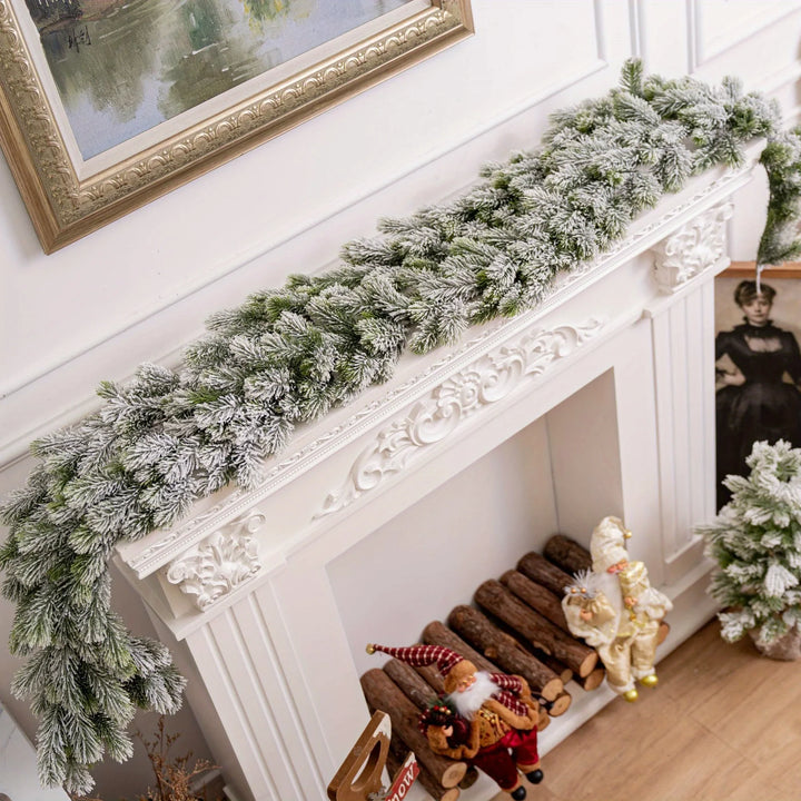 Rynx | Christmas Art-PE Hanging Rattan Decorative Cedar Garland with LED Light Garland for Mantel Tablecloth