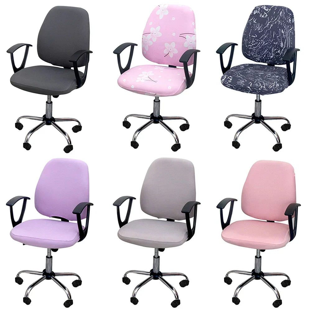 Lisslune | 2-piece Split Office Rose Chair Covers
