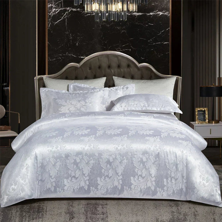 Lisslune | Satin Rayon Jacquard Duvet Cover Set 264x229cm – Luxury Summer Bedding for Comfortable Sleep & Home Décor