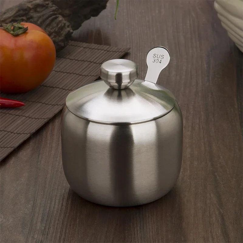 Lisslune | Elegant stainless steel spice storage and dispensing set with spoon