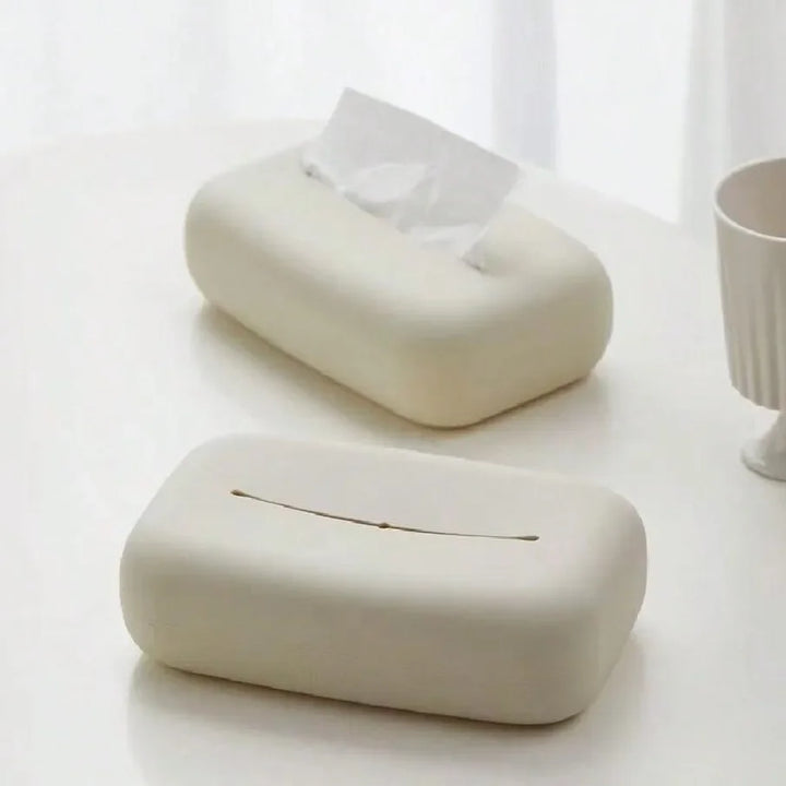 Rynx | Nordic Tissue Box Cover Soft Silicone Reusable Wipe Container Beige Tissue Box Holder Bathroom Living Room Kitchen Decoration