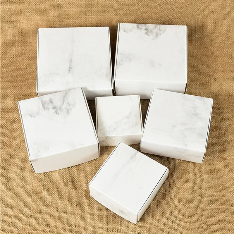 Rynx 6pcs Kraft Paper Gift Boxes Marbling Style DIY Handmade Candy Chocolate Packaging Birthday Party Wedding Decoration Christmas Gift