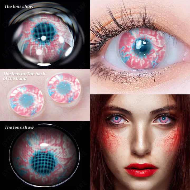 Rynx | 1 Pair Anime Color Contact Lenses for Eyes Yearly Red Lenses Black White Lenses Halloween Eye Lenses Cosplay Eye Contact Lenses