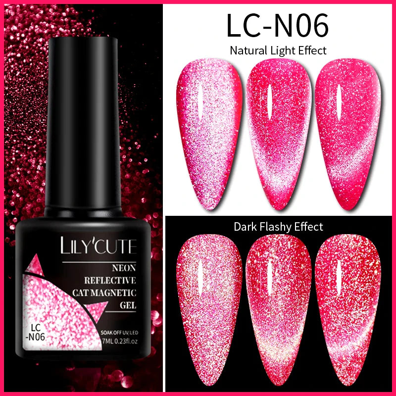 Rynx |7ML Snowlight Cat Magnetic Gel Nail Polish Grow-In-Dark Reflection Glitter Laser Semi-Permanent Soak Off UV Gel Nail Polish