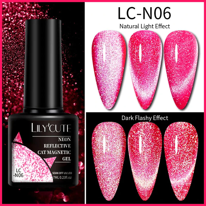 Rynx |7ML Snowlight Cat Magnetic Gel Nail Polish Grow-In-Dark Reflection Glitter Laser Semi-Permanent Soak Off UV Gel Nail Polish