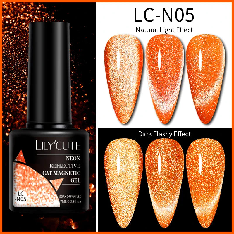 Rynx |7ML Snowlight Cat Magnetic Gel Nail Polish Grow-In-Dark Reflection Glitter Laser Semi-Permanent Soak Off UV Gel Nail Polish