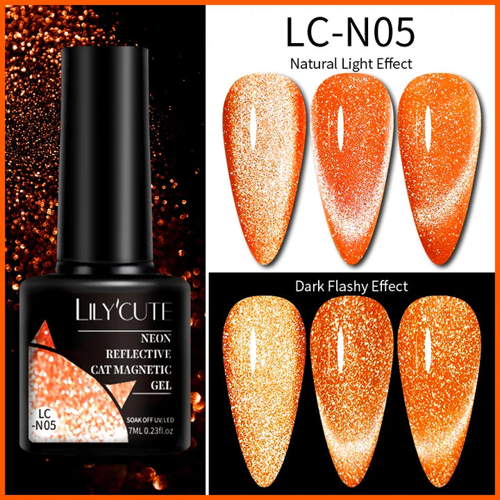 Rynx |7ML Snowlight Cat Magnetic Gel Nail Polish Grow-In-Dark Reflection Glitter Laser Semi-Permanent Soak Off UV Gel Nail Polish