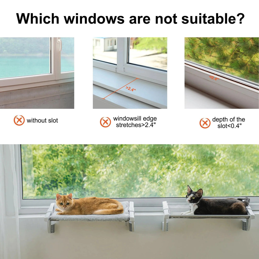Lisslune | Adjustable Cat Window Lounge - Light Portable Perch for Bird Watching & Sunbathing, 55x35x18 cm, 1.3kg
