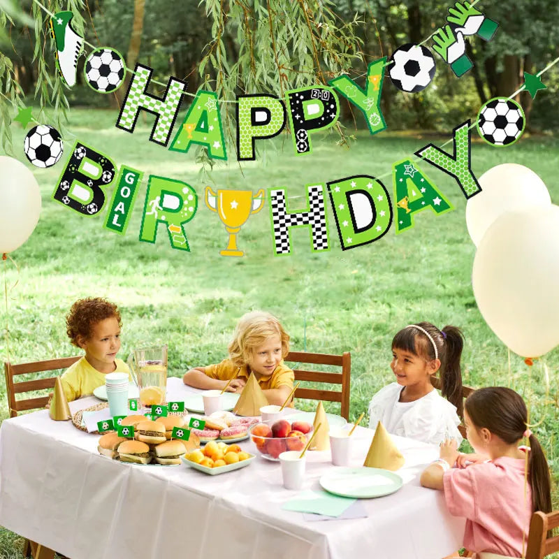 Rynx Football Theme Party Happy Birthday Banner Garland Children Boy Football Birthday Decorations Favorites Cupcake Toppers Flags Accessories