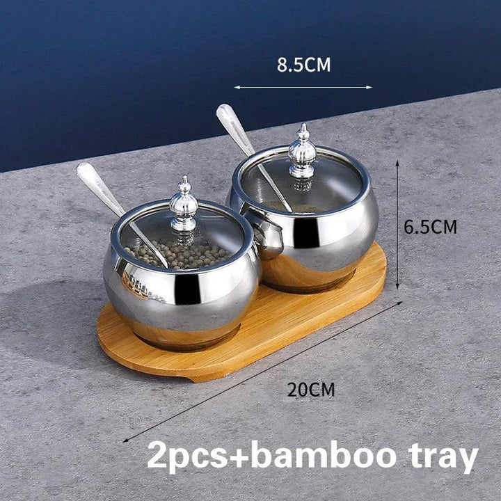 Lisslune | Stainless Steel Spice Storage and Oil Sprayer Set - Essential Organizer for Culinary Lovers