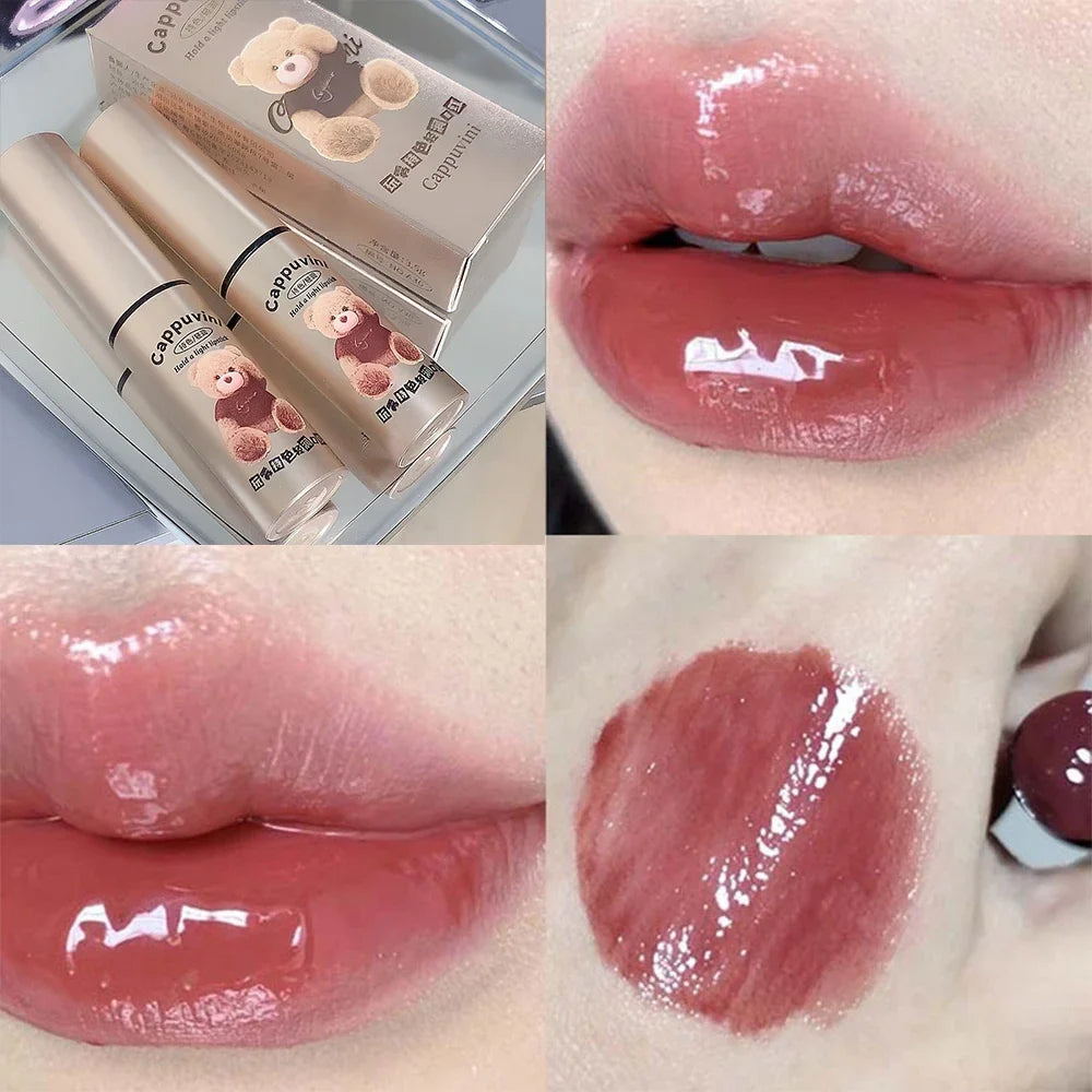 Rynx | Tinted Moisturizing Lipstick Waterproof Mirror Jelly Cherry Red Lip Lacquer Long-lasting Non-Sticky Cup Clear Solid Lip Gloss Cosmetics