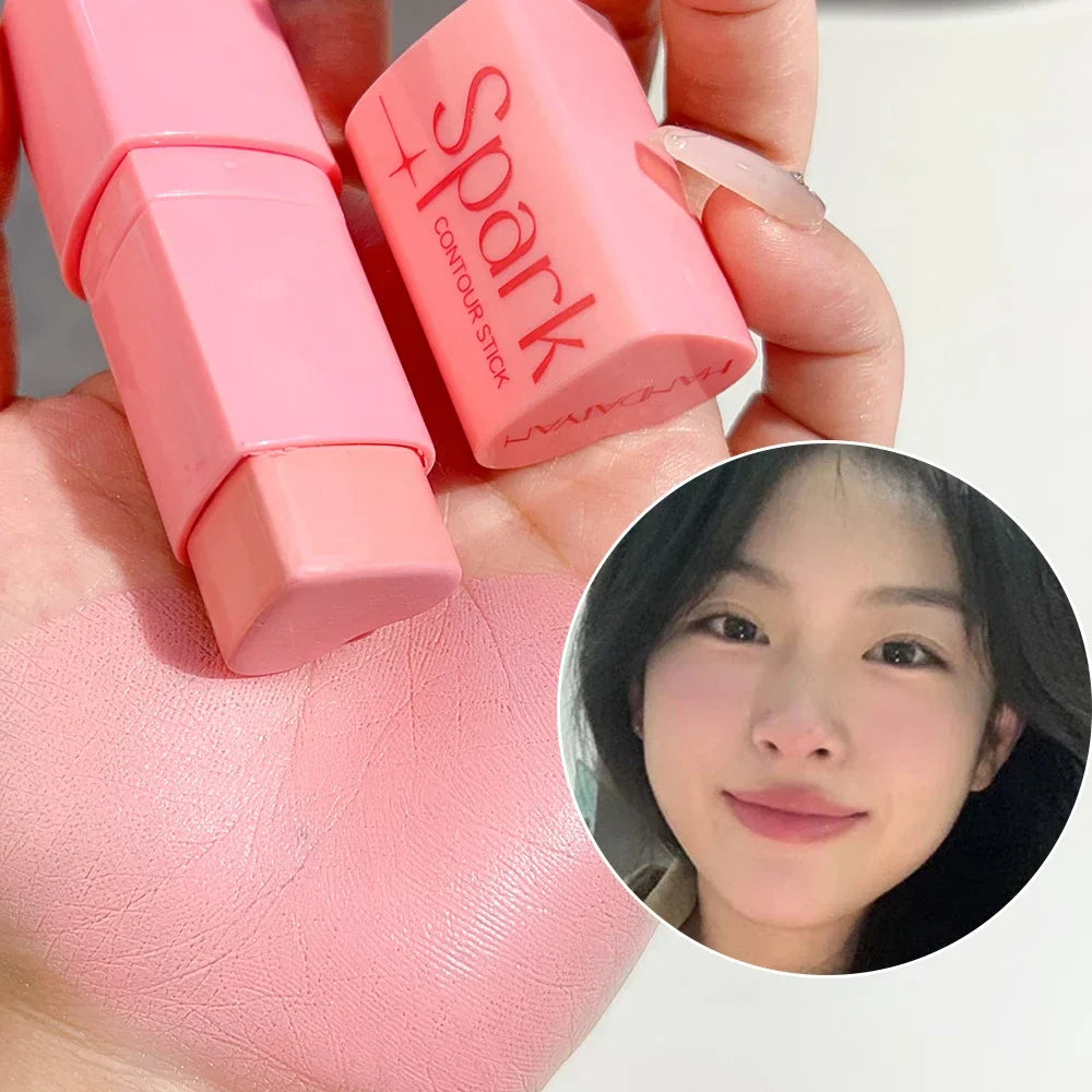Rynx | Heart-shaped Highlighter Blush Stick Brightening Face Blush Cream Waterproof Contour Illuminator Highlight Blush Korean Makeup
