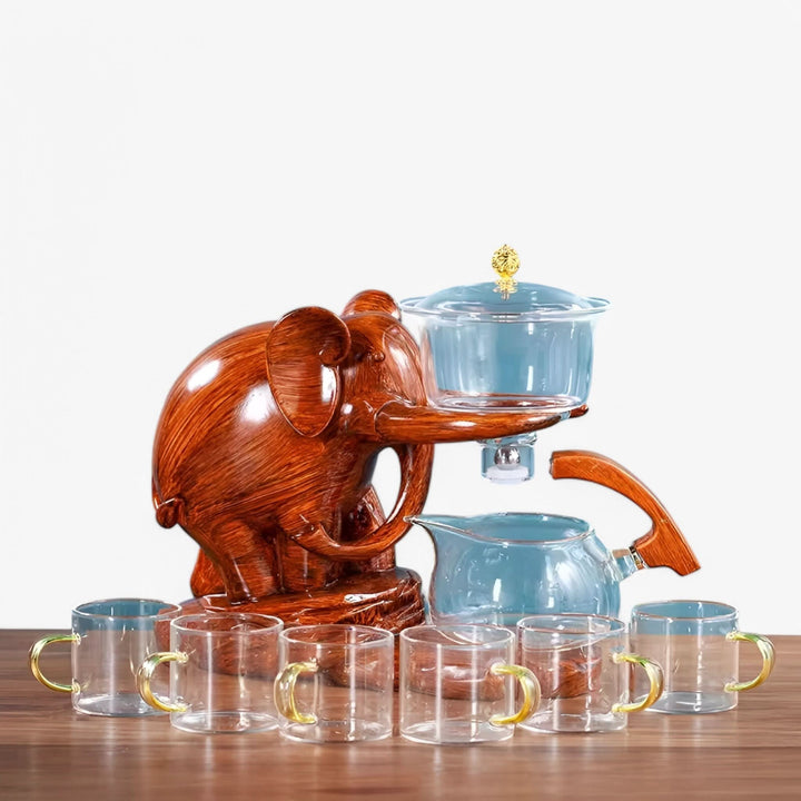 Lisslune | Elephant Glass Tea Set with Heat-Resistant Pot