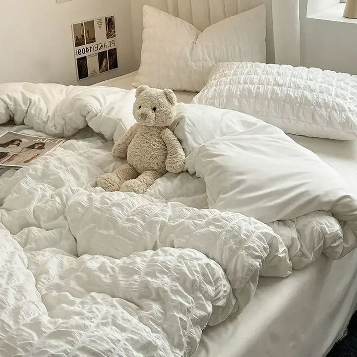 Lisslune | ChicParis | Seersucker Bedding Set – Lightweight, Soft & Elegant French-Style Duvet Cover Set