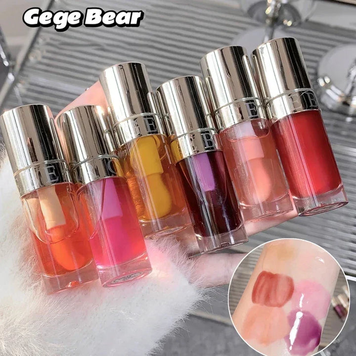 Rynx | Jelly Violet Glass Lip Oil Moisturizing Transparent Volume Lipstick Makeup Nourishing Liquid Lipstick Large Brush Lip Care