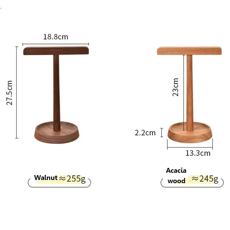 Lisslune | Elegant dual headphone stand made of black walnut and acacia wood with elegant storage base