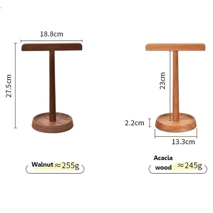 Lisslune | Elegant dual headphone stand made of black walnut and acacia wood with elegant storage base