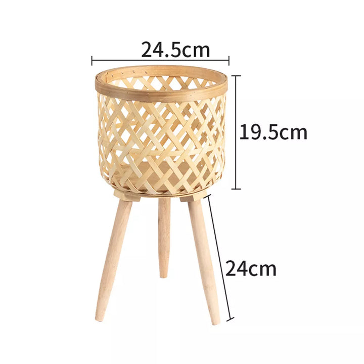 Lisslune | Handcrafted Bamboo Woven Flower Pot with Stand Plant Flower Display Storage Stand DIY Storage Children's Plant Pots Home Decor