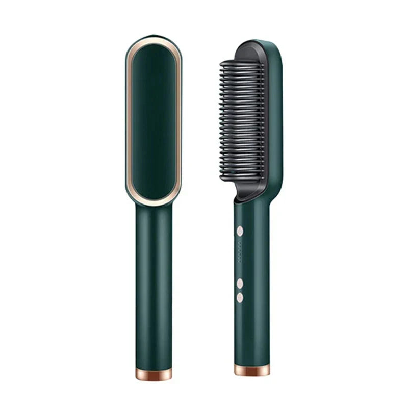 Lisslune | Hair Straightening Brush UK – 2-in-1 Thermal Comb Straightener & Curler with Adjustable Heat & Tourmaline Technology