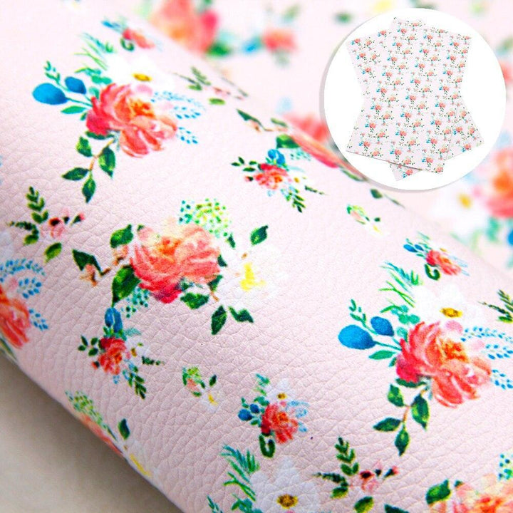 Lisslune | Floral Lychee Blossom Synthetic Leather Crafts Sheet - 20x33cm