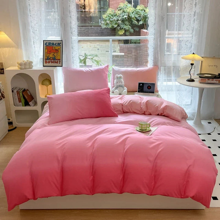 Rynx | Ins Gradient Bedding Sets Duvet Cover Sheet Set with Pillowcase Bedding Set for Queen/King Size Bed bedspreads