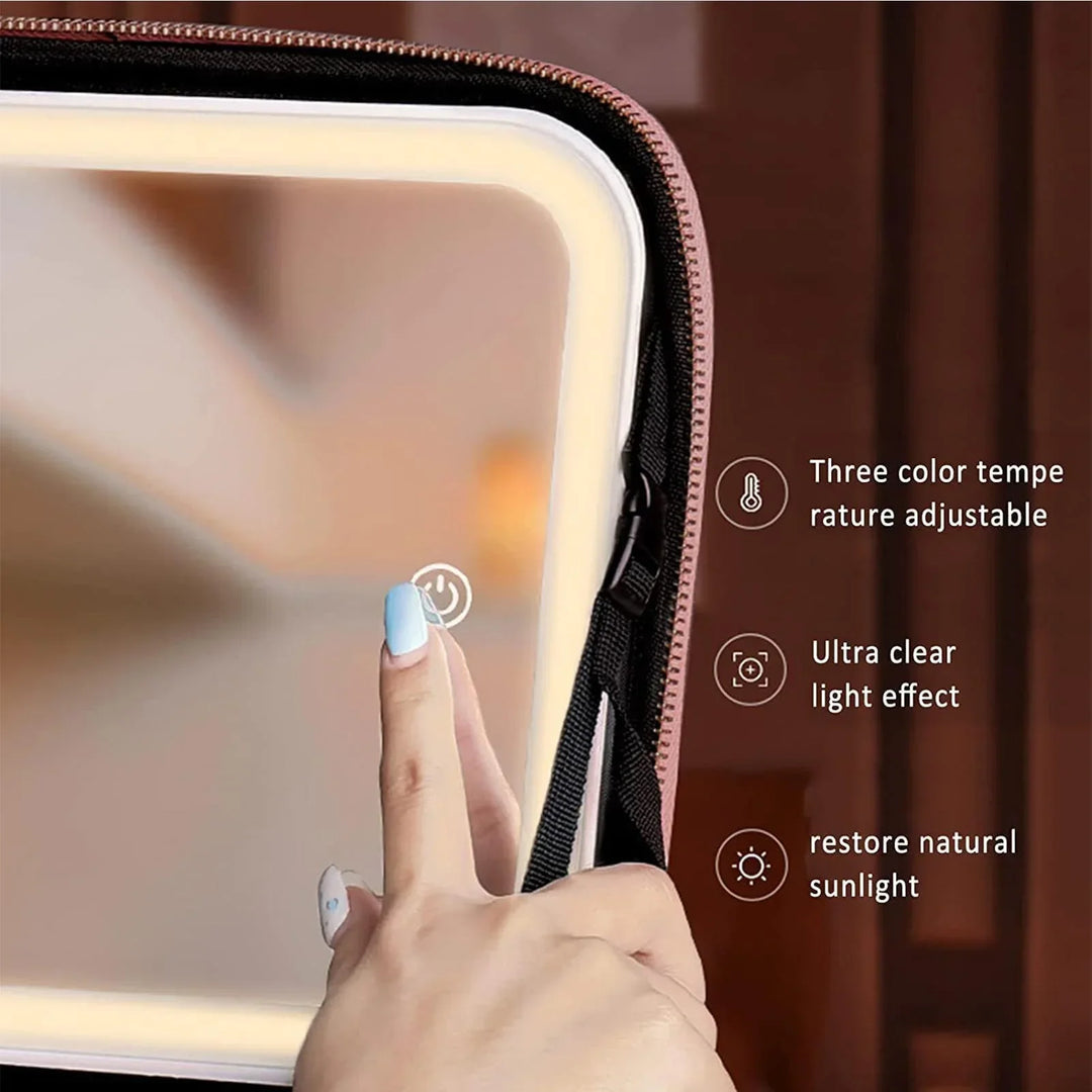 Lisslune | Travel Cosmetic Case LED Mirror Makeup Bag