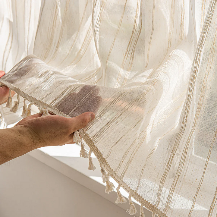 Rynx | 1 Piece Vintage Synthetic Vintage Linen Texture Short Curtain for Café Kitchen Semi-Transparent Curtain Valance Small Window Curtain Panels