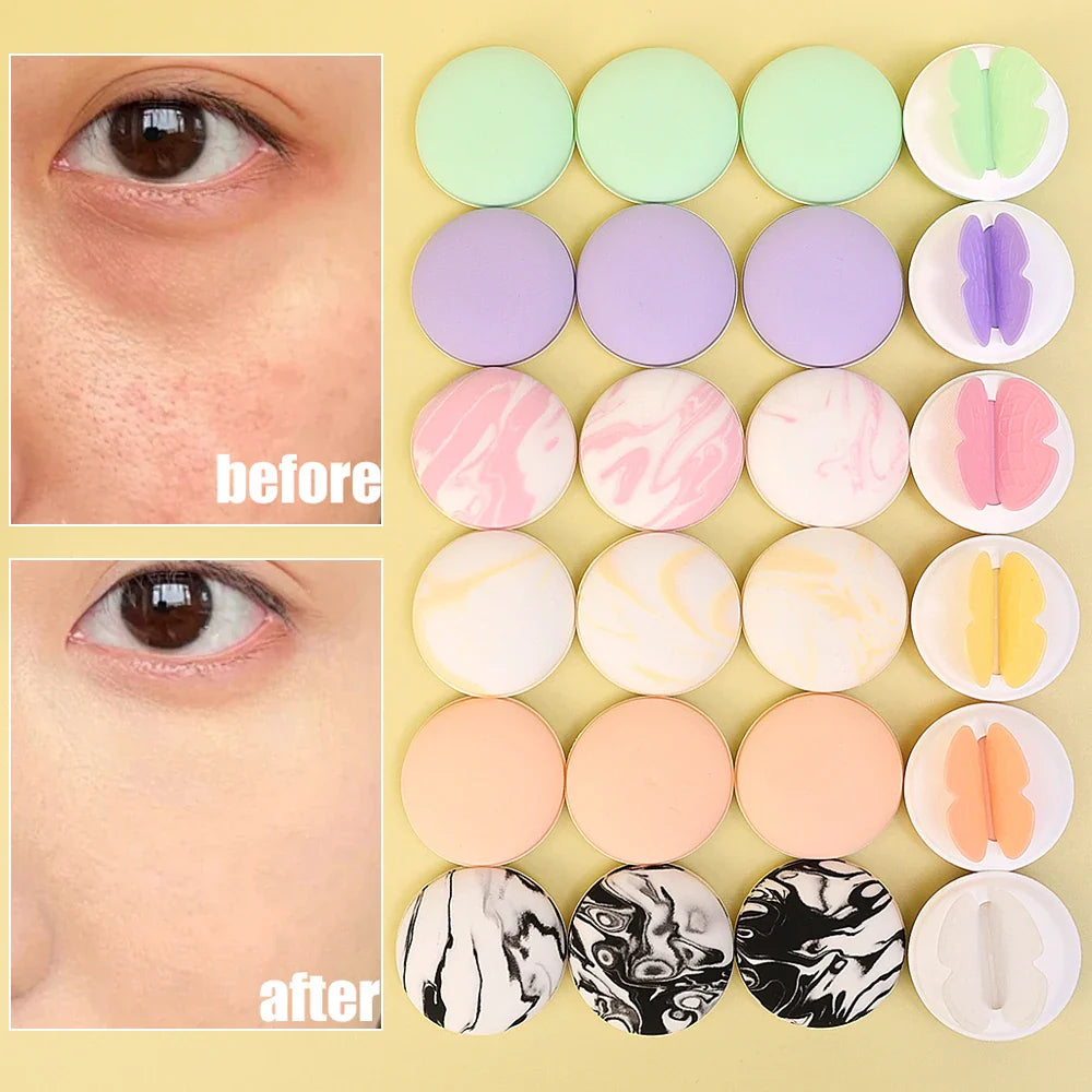 Rynx | 4PCS Butterfly Cosmetic Sponge Set Makeup Sponges Foundation Air Cushion Dry and Wet Use Soft Candy Cotton Powder Puff Makeup Tool