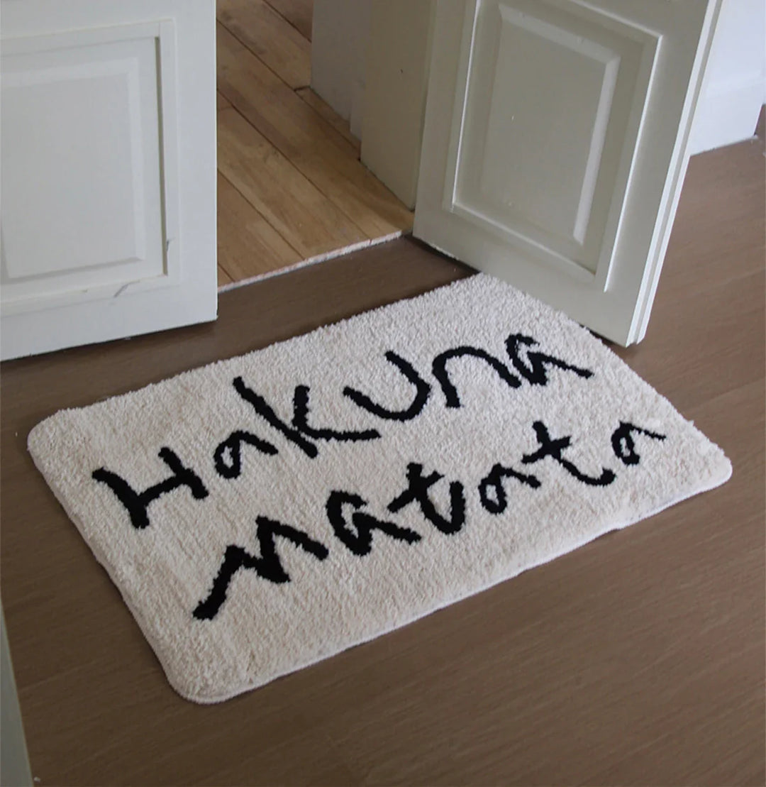 Rynx | Tufting African Proverb Bathroom Mat Living Room Rug Soft Bath Mat Bedroom Rug Door Floor Non-Slip Mat Aesthetic Home Decor