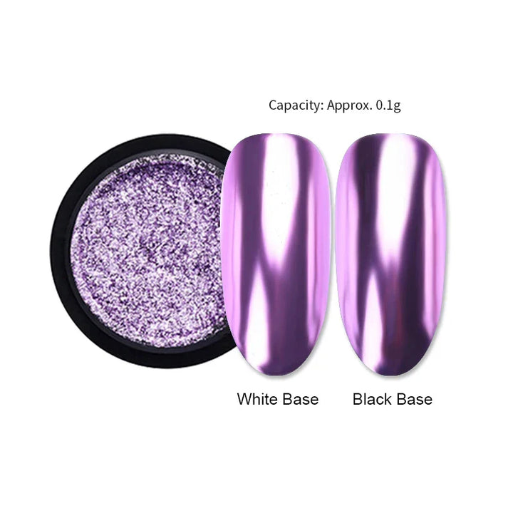 Rynx | Aurora Pearl White Nails Glitter Dust Chrome Gradient Rubbing on Powder Mirror Reflective Magnetic Pigment Nail Art Decorations
